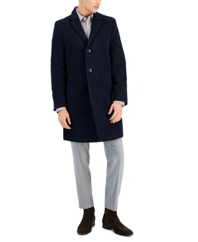 Nautica Men's Barge Classic Fit Wool/cashmere Blend Solid Overcoat In Blue