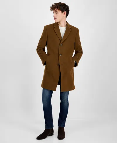 Nautica Men's Barge Classic Fit Wool/cashmere Blend Solid Overcoat In Vicuna