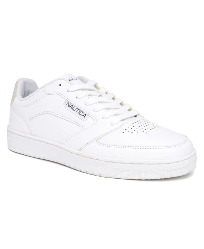 Nautica Men's Bascule Casual Flat Sneakers In White