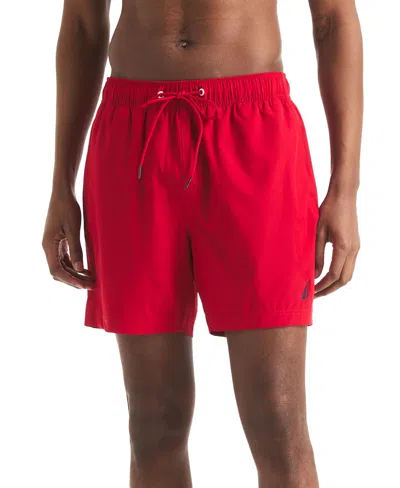 Nautica Men's Bright Cobalt Swim Trunks In L Red