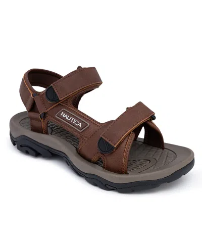 Nautica Men's Bulty Round Toe Strappy Sandals In Dark Brown