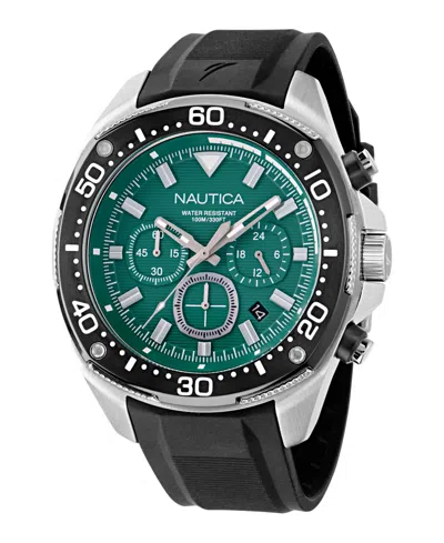 Nautica Men's Chronograph Black Silicone Watch, 46mm