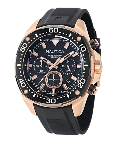 Nautica Men's Chronograph Black Silicone Watch, 46mm