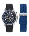 Nautica Men's Chronograph Black Silicone Watch Set, 44mm In Blue