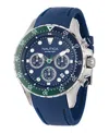 Nautica Men's Chronograph Blue Silicone Watch, 44mm In Blue
