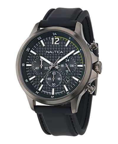 Nautica Men's Chronograph Or Date Black Silicone Watch, 45mm