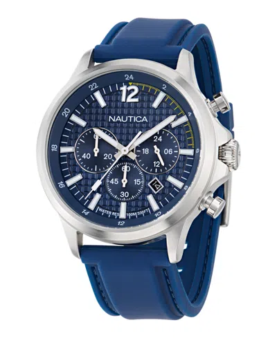 Nautica Men's Chronograph Or Date Blue Silicone Watch, 45mm