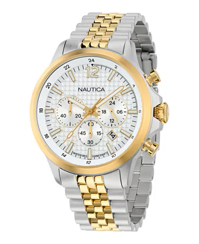 Nautica Men's Chronograph Or Date Two-tone Stainless-steel Watch, 45mm In Multi