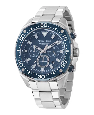 Nautica Men's Chronograph Silver-tone Stainless Steel Watch, 46mm
