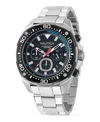 Nautica Men's Chronograph Silver-tone Stainless Steel Watch, 46mm In Silver