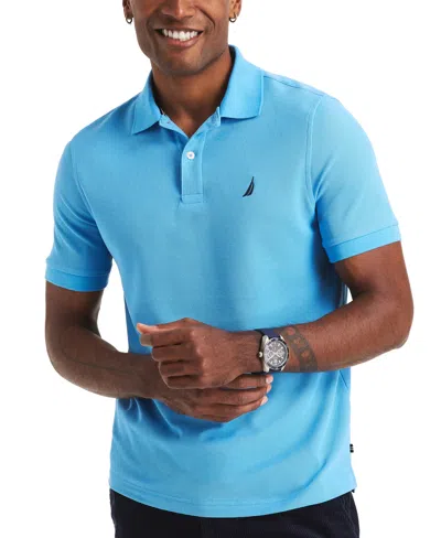 Nautica Men's Classic Fit Deck Performance Polo Shirt In Azure Blue
