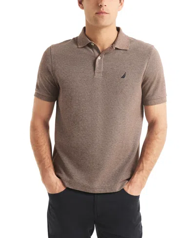 Nautica Men's Classic-fit Performance Deck Polo Shirt In Chestnut Heather