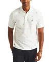 Nautica Men's Classic Fit Deck Printed Performance Polo Shirt In Bright White