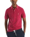 Nautica Mens Classic Fit Printed Deck Polo In Deep Fuschia