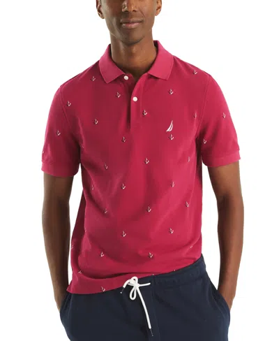 NAUTICA MEN'S CLASSIC FIT DECK PRINTED PERFORMANCE POLO SHIRT