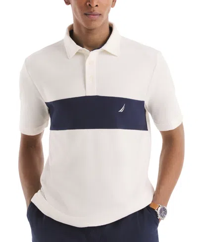 Nautica Men's Classic-fit Herringbone Polo Shirt In White