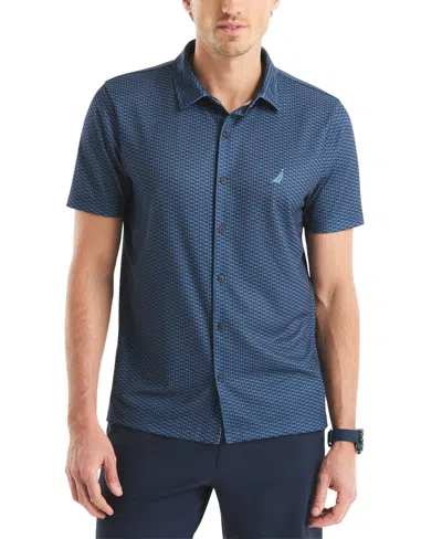 Nautica Men's Classic-fit Moisture-wicking Printed Performance Golf Shirt In Blue