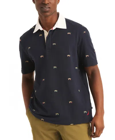 Nautica Men's Classic-fit Paddle-print Polo Shirt In Navy Seas