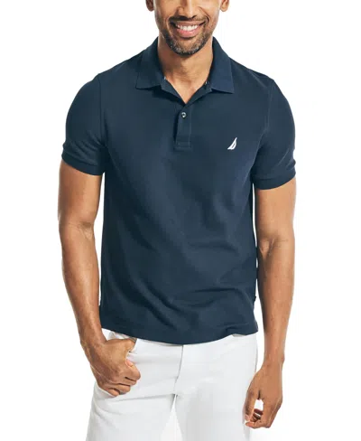 Nautica Mens Deck Polo Collection In Deep Anchor Heather