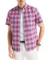 Nautica Mens Plaid Short-sleeve Shirt In Purple