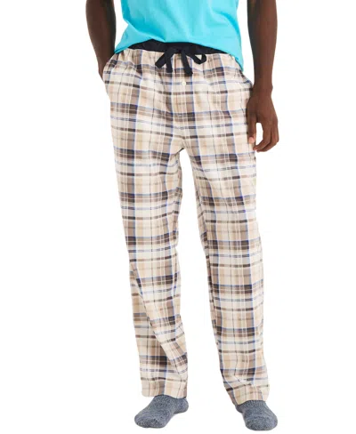 Nautica Men's Classic-fit Plaid Fleece Pajama Pants In Sail White