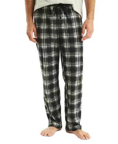 Nautica Men's Classic-fit Plaid Fleece Pajama Pants In True Black