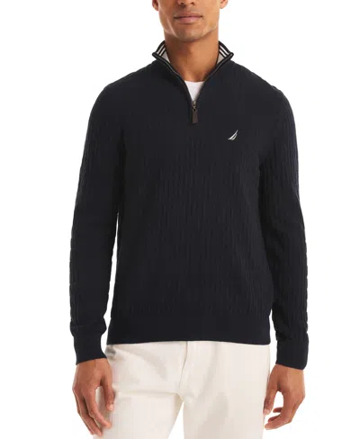 Nautica Men's Classic Fit Quarter Zip Sweater In Blue