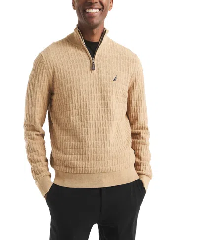 Nautica Men's Classic Fit Quarter Zip Sweater In Neutral
