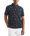 Nautica Mens Classic Fit Printed Polo In Black