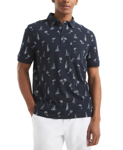 NAUTICA MEN'S CLASSIC-FIT SAILBOAT GRAPHIC POLO SHIRT