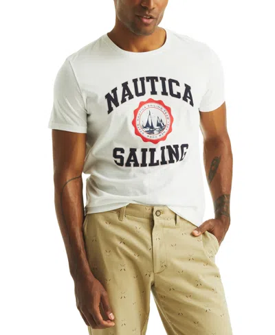 Nautica Men's Classic-fit Sailing Logo Graphic T-shirt In Bright White