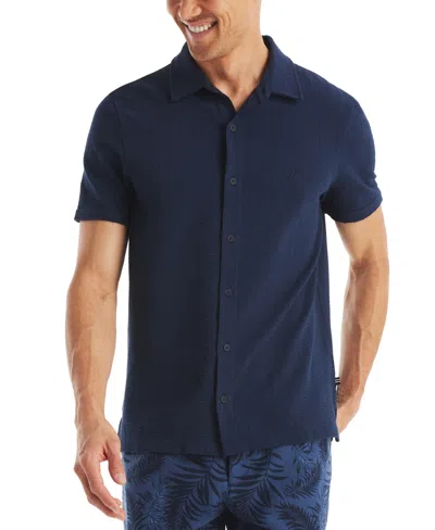 Nautica Men's Classic-fit Seersucker Polo Shirt In Navy Seas