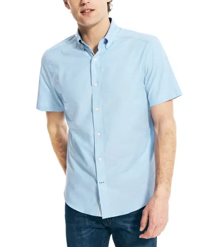 Nautica Men's Classic-fit Short-sleeve Solid Stretch Oxford Shirt In Softblue