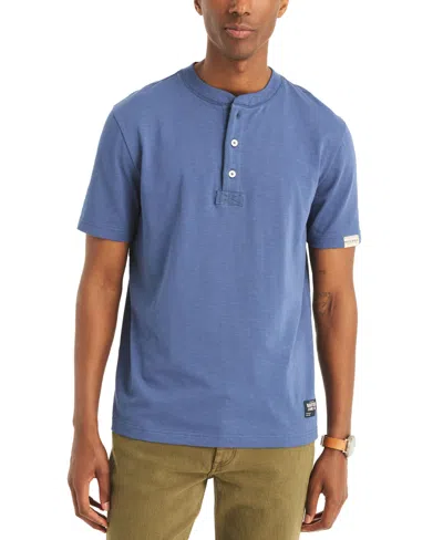 Nautica Men's Classic-fit Solid Henley In Blue