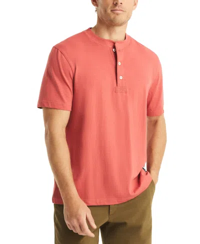 Nautica Men's Classic-fit Solid Henley In Mineral Red