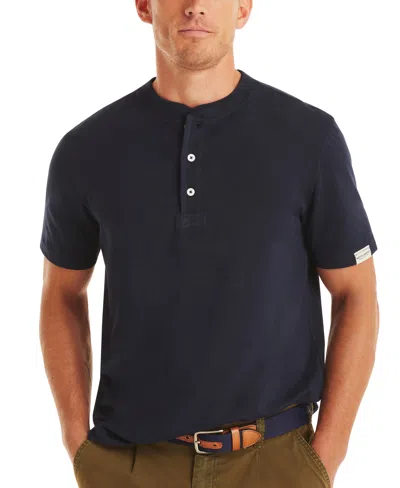Nautica Men's Classic-fit Solid Henley In Navy Seas