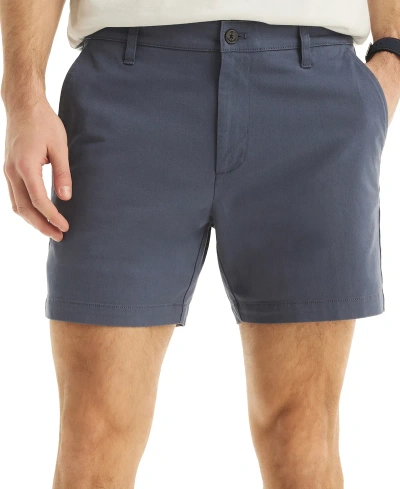 Nautica Men's Classic-fit Stretch Flat-front 6" Chino Deck Shorts In Blue Indigo