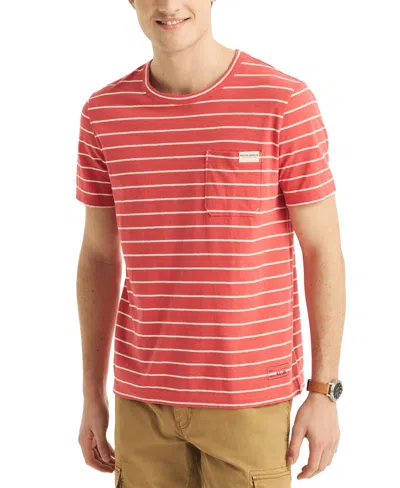 Nautica Men's Classic-fit Stripe Pocket T-shirt In Sailor Red