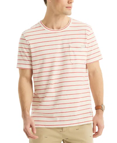 Nautica Men's Classic-fit Stripe Pocket T-shirt In Wisp White