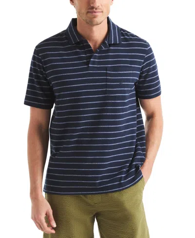 Nautica Men's Classic-fit Stripe Seersucker Polo Shirt In Blue
