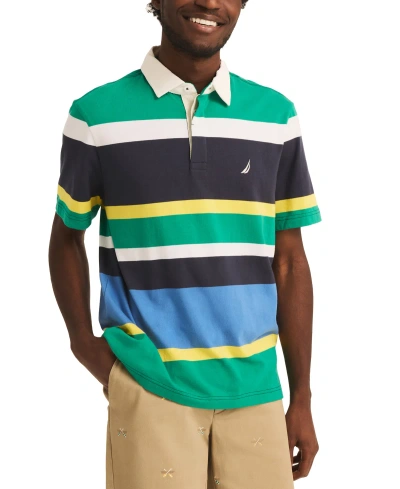 Nautica Men's Classic-fit Striped Rugby Polo Shirt In Navy Seas