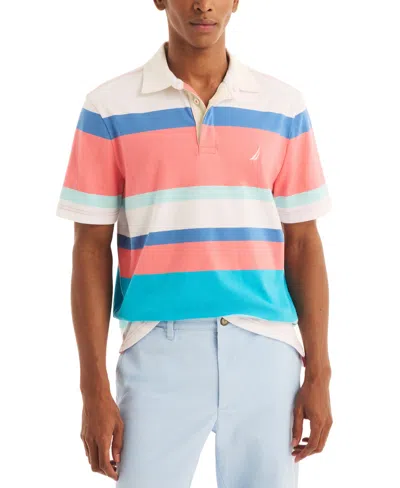 Nautica Sustainably Crafted Classic Fit Striped Rugby Polo In Teaberry