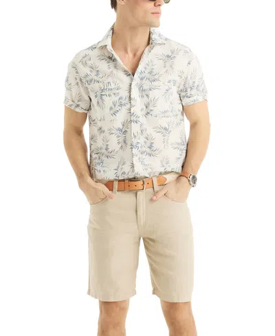 Nautica Men's Classic-fit Tropical Leaf-print Button-down Shirt In Bright Wht