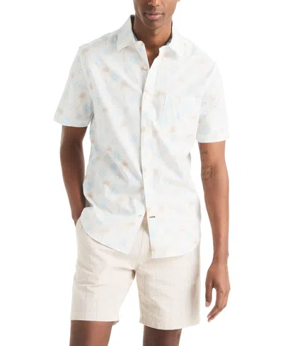 Nautica Men's Classic-fit Tropical-print Shirt In White