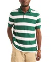 Nautica Men's Classic Short Sleeve Striped Deck Polo Shirt In Green Leaf