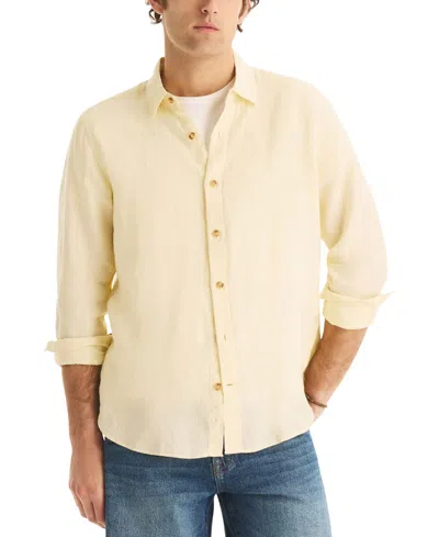 Nautica Mens Classic Fit Linen Shirt In Yellow