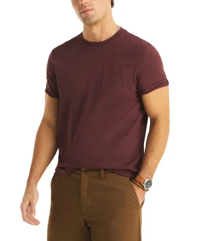 Nautica Men's Classic-fit Solid Crew Neck Pocket T-shirt In Burgundy