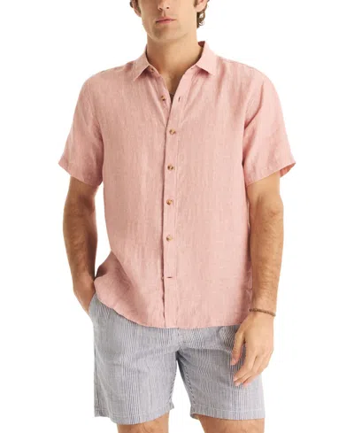 Nautica Mens Classic Fit Short-sleeve Linen Shirt In Pink