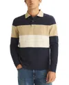 Nautica Mens Classic Fit Colorblock Long-sleeve Polo In Blue