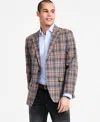 Nautica Men's Cotton & Linen Printed Modern-fit Sport Coat In Brown,blue